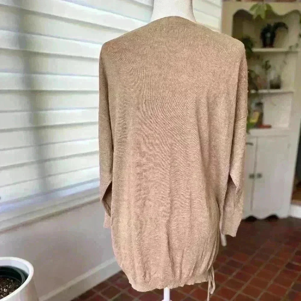 Sage & Flower Oversized Fringe Sweater Long Sleeve Beige/Tan wool S/M - EUC - Picture 4 of 8